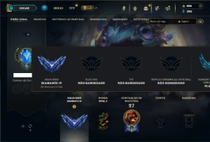 Diamante 4 com 31 Champs e 5 Skins - League of Legends LOL