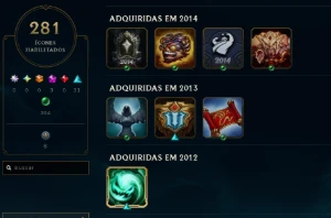 Conta League of Legends level 359 criada em 2012 450 skins LOL