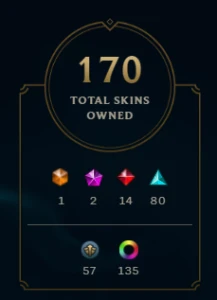 Conta LOL|Diamante 2|170 Skins ativas+109 no espólio|145k EA - League of Legends