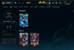 Platina 3 com TODOS os Champs e 161 Skins ( MID / JG / ADC ) - League of Legends LOL