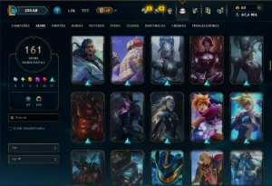 Platina 3 com TODOS os Champs e 161 Skins ( MID / JG / ADC ) - League of Legends LOL