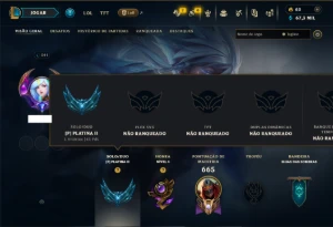 Platina 3 com TODOS os Champs e 161 Skins ( MID / JG / ADC ) - League of Legends LOL