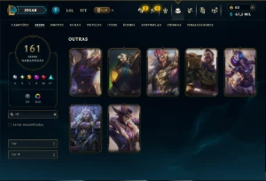 Platina 3 com TODOS os Champs e 161 Skins ( MID / JG / ADC ) - League of Legends LOL