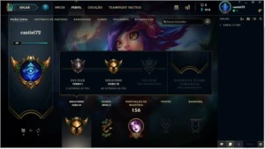 conta lol lv 62, elo Gold 3 fila solo - League of Legends