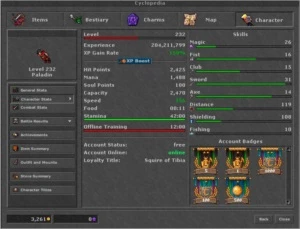 RP 232 NON PVP - EK 134 Lutabra - MS 90 RETRO OUTFIT WARRIOR - Tibia