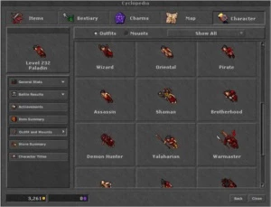 RP 232 NON PVP - EK 134 Lutabra - MS 90 RETRO OUTFIT WARRIOR - Tibia