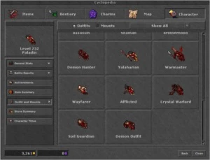 RP 232 NON PVP - EK 134 Lutabra - MS 90 RETRO OUTFIT WARRIOR - Tibia