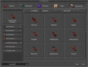 RP 232 NON PVP - EK 134 Lutabra - MS 90 RETRO OUTFIT WARRIOR - Tibia