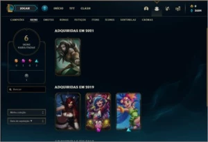 Conta prata 1 com 29 champs e 6 skins - League of Legends LOL