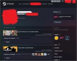 CONTA STEAM NÍVEL 7 + VÁRIOS JOGOS PAGOS E ITENS