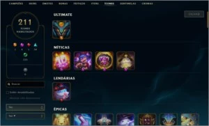 CONTA DIAMOND (110 SKINS + 211 ÍCONES) - League of Legends LOL