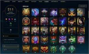 CONTA DIAMOND (110 SKINS + 211 ÍCONES) - League of Legends LOL