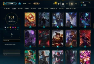Unranked com 120 Champs e 101 Skins ( JG / ADC / SUP ) - League of Legends LOL
