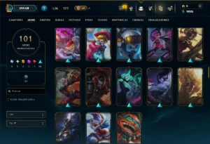 Unranked com 120 Champs e 101 Skins ( JG / ADC / SUP ) - League of Legends LOL