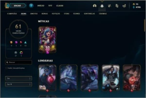 Conta prata 4 com 61 skins e 80 champs - League of Legends LOL