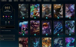 CONTA 203 SKINS - 2 ultimate, - League of Legends LOL