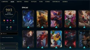 CONTA 203 SKINS - 2 ultimate, - League of Legends LOL