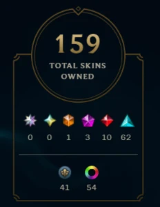 Conta de LOL nível 400, gold 2 solo, 150+ skins