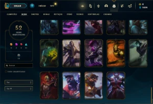 Conta Unranked com 90 Champs  52 Skins + 1 Prestigio - League of Legends LOL