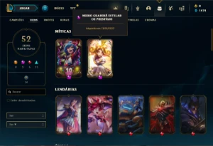 Conta Unranked com 90 Champs  52 Skins + 1 Prestigio - League of Legends LOL