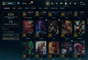 Conta Unranked com 90 Champs  52 Skins + 1 Prestigio - League of Legends LOL