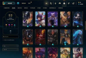 Conta Unranked com 90 Champs  52 Skins + 1 Prestigio - League of Legends LOL