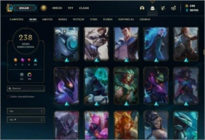 Conta platina 4 com TODOS os champs e 238 skins ( NIVEL 745) - League of Legends LOL