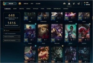 Conta platina 4 com TODOS os champs e 238 skins ( NIVEL 745) - League of Legends LOL