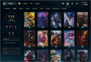 Conta platina 4 com TODOS os champs e 238 skins ( NIVEL 745) - League of Legends LOL