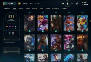 Conta platina 4 com TODOS os champs e 238 skins ( NIVEL 745) - League of Legends LOL