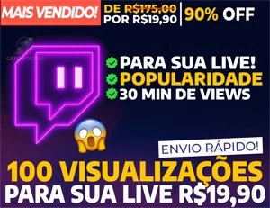 [Promoção] 100 Visualizações em Lives Twitch por R$19,90 - Social Media
