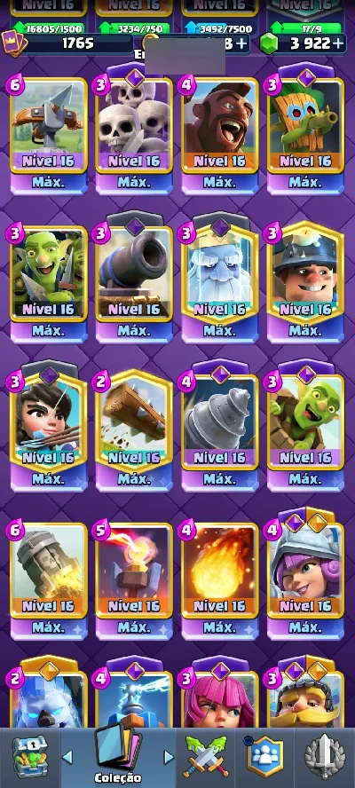 Conta clash Royale com cartas no nível máximo