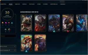 conta 70 campeões 30 skins, ouro 1 na solo duo e flex. - League of Legends LOL