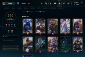 CONTA MESTRE 250PDL LEVEL 763 290 SKINS MAIN ADC - League of Legends LOL