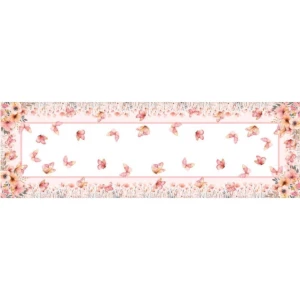 Caminho de Mesa 143x46cm - Flores e Borboletas - Artesanato e Personalizados