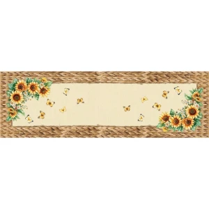 Caminho de Mesa 143x46cm - Flores e Borboletas - Artesanato e Personalizados
