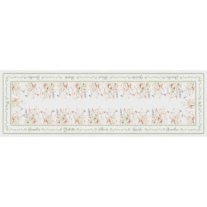 Caminho de Mesa 143x46cm - Flores e Borboletas - Artesanato e Personalizados