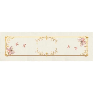Caminho de Mesa 143x46cm - Flores e Borboletas - Artesanato e Personalizados