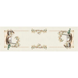 Caminho de Mesa 143x46cm - Flores e Borboletas - Artesanato e Personalizados