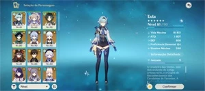 Conta Genshin Impact AR 57 - Zhongli/Venti/Raiden/Kazuha e +
