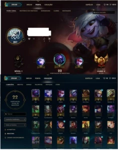 conta ouro 5 24 campeões 2 paginas de runa - League of Legends LOL