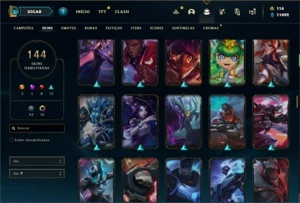 Conta Platina 4 com TODOS os champs e 144 Skins+ 800k de Lee - League of Legends LOL