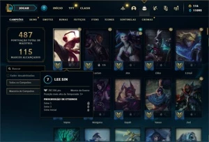 Conta Platina 4 com TODOS os champs e 144 Skins+ 800k de Lee - League of Legends LOL