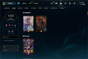 Conta Platina 4 com TODOS os champs e 144 Skins+ 800k de Lee - League of Legends LOL