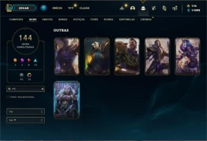 Conta Platina 4 com TODOS os champs e 144 Skins+ 800k de Lee - League of Legends LOL
