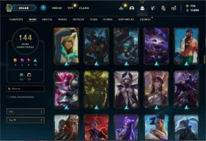 Conta Platina 4 com TODOS os champs e 144 Skins+ 800k de Lee - League of Legends LOL
