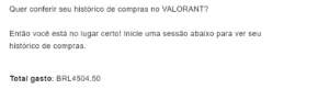 Conta de valorant com um Total gasto de: 4504.50