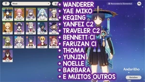 ✨Genshin Impact Conta AR21 com Yae Miko + Wanderer + Keqing✨