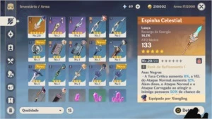 Conta genshin ar10 , com espinha celestial - Genshin Impact