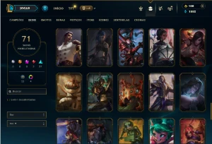 Bronze 4 com 120 Champs e 71 Skins - League of Legends LOL